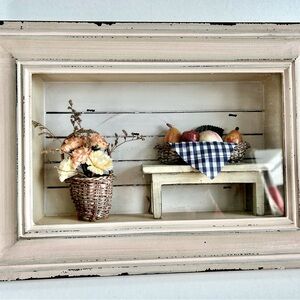 Vintage Country Farmhouse Kitchen Wall Decor, 13”x9”, Wooden Frame with Glass